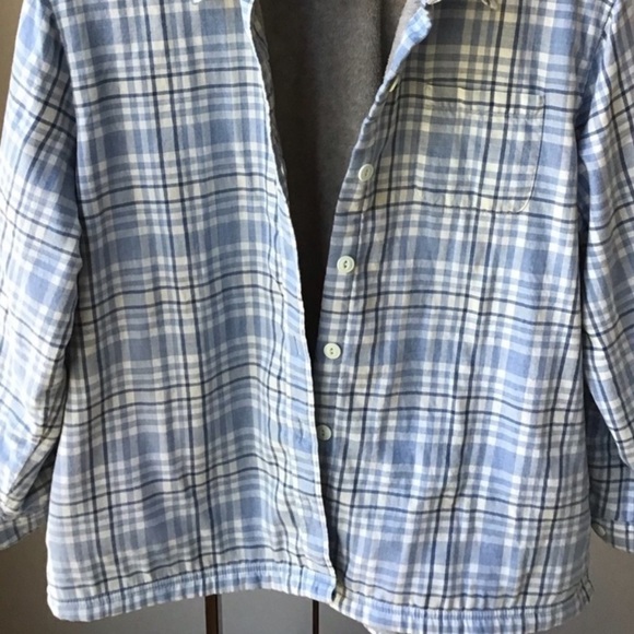 LLBean fleece lined shirt jacket size small light weight blue gray cream - Picture 2 of 7